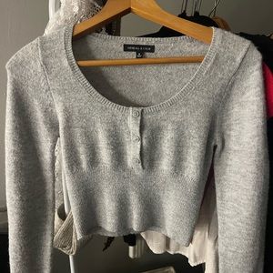 Gray Knit Cropped Sweater